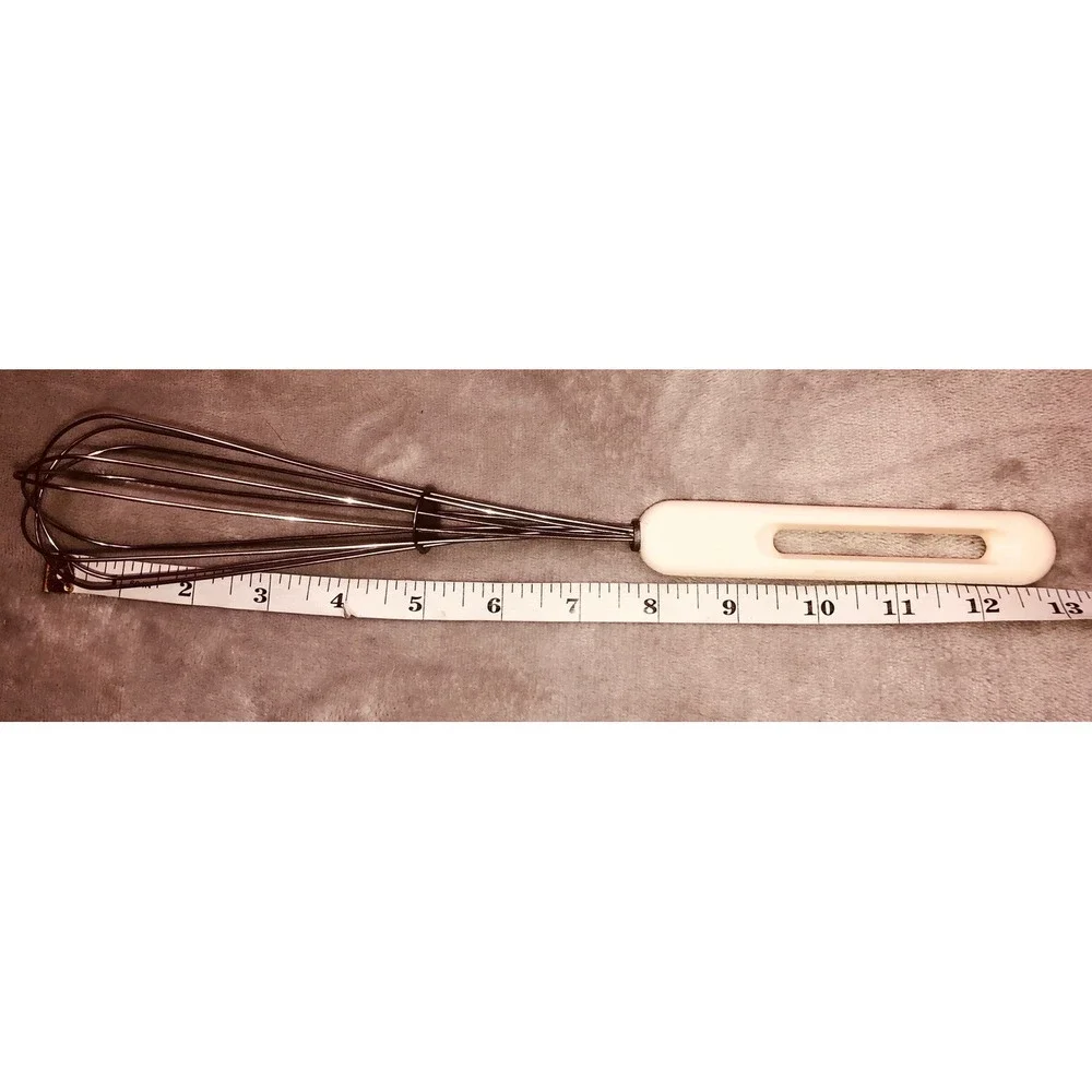 Vintage Bonny‎ Stainless Steel Whisk White Plastic Handle Made In Italy